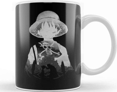 Monochrome Captain Luffy Kupa Bardak Porselen