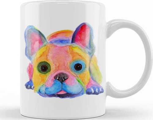 Nosey French Bulldog Kupa Bardak Porselen