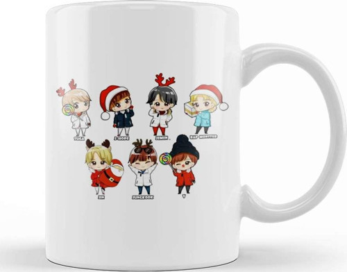 Kpop Bts Chibi Christmas Kupa Bardak Porselen