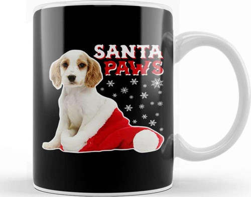 Santa Paws Christmas Dog Kupa Bardak Porselen