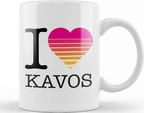 I Heart Kavos Sunset Kupa Bardak Porselen