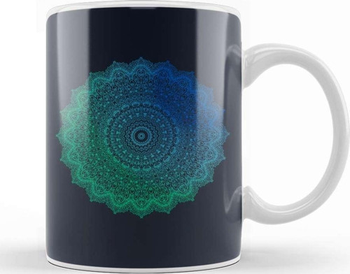 Yogi Prana Mandala Blue Kupa Bardak Porselen