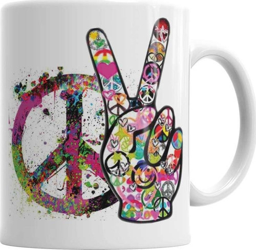 Peace Barış Simge 2 Kupa Bardak Porselen