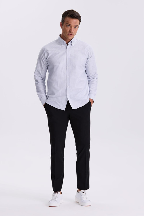 Siyah Comfort Fit Bambu Karışımlı Rahat Kesim Esnek Kumaş Pantolon