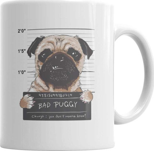 Bad Puggy Pug Köpek Kupa Bardak Porselen