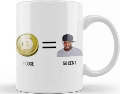 Dogecoin 1Doge = 50Cent Kupa Bardak Porselen