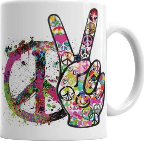 Peace Barış Simge 2 Kupa Bardak Porselen