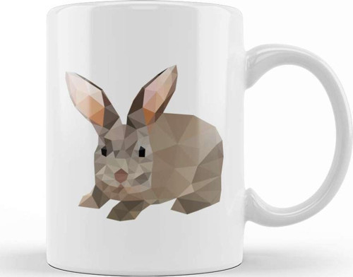 Geometric Animal Rabbit Kupa Bardak Porselen