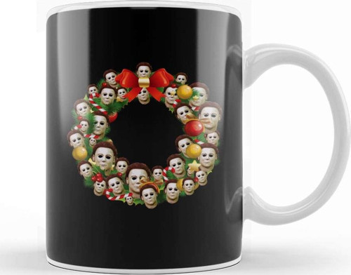 Michael Myers Halloween Multiface Christmas Wreath Kupa Bardak Porselen