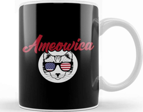 Ameowica Funny Cat American Meow Kitty Cute Kitten Kupa Bardak Porselen