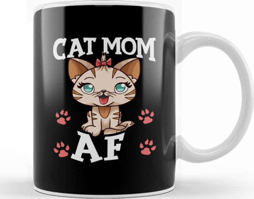 Cat Mom Af Hilarious Crazy Cat Lady Kitty Obsessed Kupa Bardak Porselen