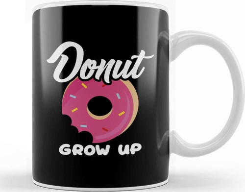 Cute & Funny Donut Grow Up Pun Do Not Grow Up Joke Kupa Bardak Porselen