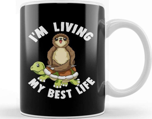 Cute I M Living My Best Life Sloth & Turtle Animal Kupa Bardak Porselen