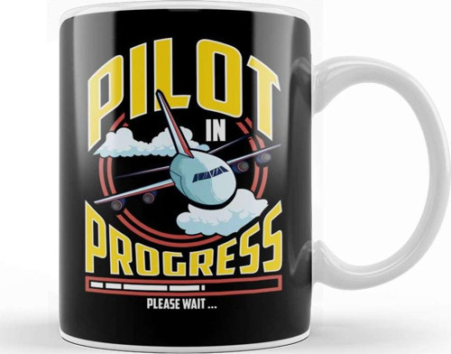 Funny Pilot In Progress Please Wait Airplane Pilot Kupa Bardak Porselen