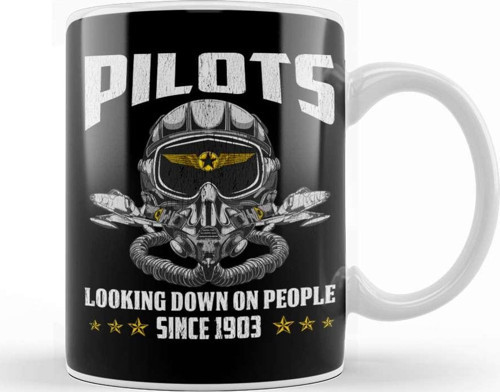 Funny Pilots Looking Down On People Since 1903 Pun Kupa Bardak Porselen