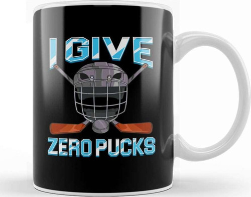 I Give Zero Pucks Pun Sarcastic Hockey Player Joke Kupa Bardak Porselen
