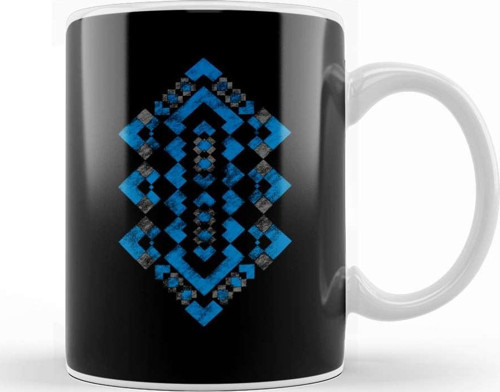 Navajo Geometric Tribal Pattern Earth Toned Tribal Kupa Bardak Porselen