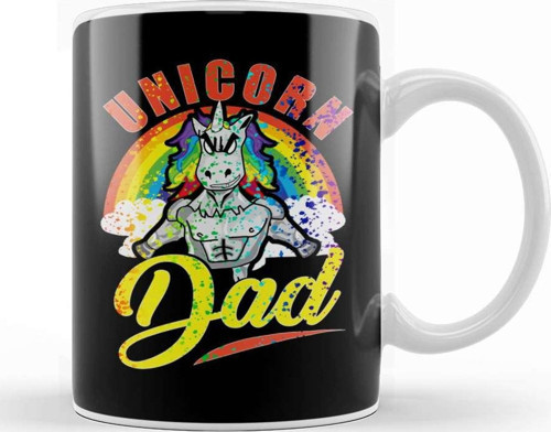 Rainbow Paint Splatter Unicorn Dad Awesome Fathers Kupa Bardak Porselen