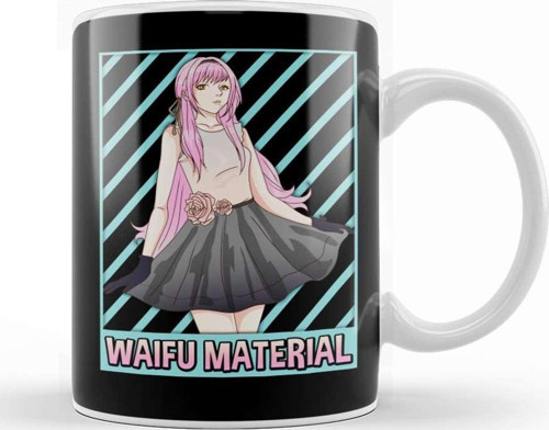 Waifu Material Anime Girl Japanese Cute Senpai Pun Kupa Bardak Porselen