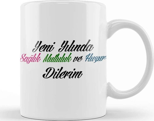 Yılbaşı Yeni Yıl Konseptli Mutlu Yıllar Hediye 011 Kupa Bardak Porselen