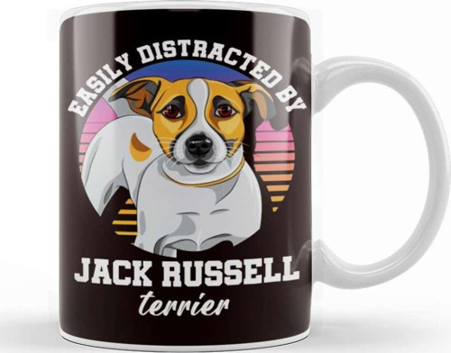 Easily Distracted By Jack Russel Terrier Dogs Fans Kupa Bardak Porselen