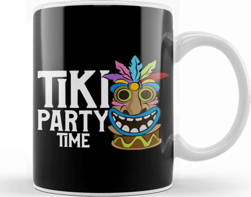 Adorable & Cute Tiki Party Time Island Luau Themed Kupa Bardak Porselen