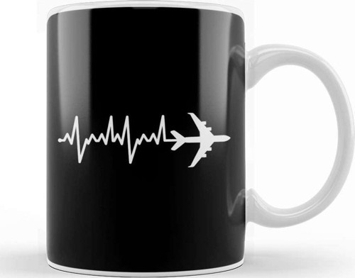 Awesome Airplane Heartbeat Pilot Piloting Aviation Kupa Bardak Porselen