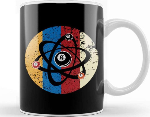 Billiards Ball Atom Science Pool Player Scientists Kupa Bardak Porselen