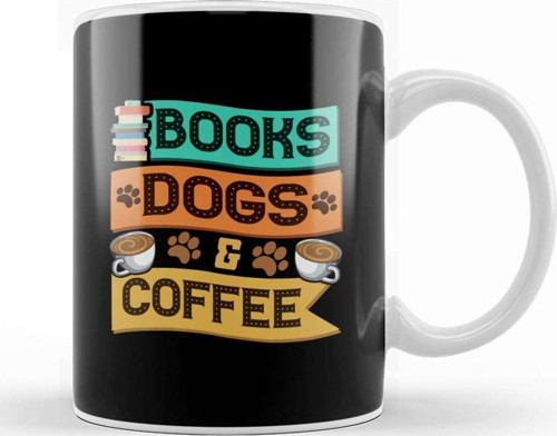 Books Dogs And Coffee Adorable Book Lover Obsessed Kupa Bardak Porselen