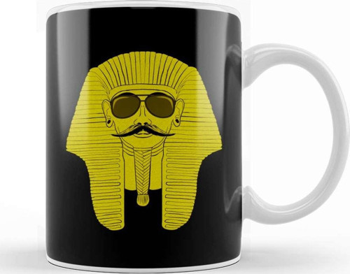 Cool Mustachioed Sphinx With Sunglasses & Mustache Kupa Bardak Porselen