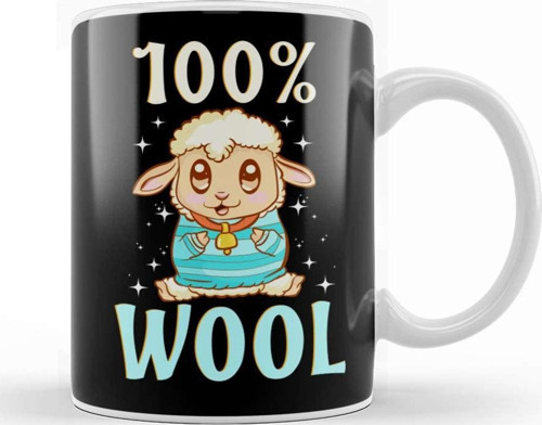 Cute & Funny 100% Wool Sheeps Are 100 Percent Wool Kupa Bardak Porselen
