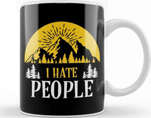 Cute & Funny I Hate People Camping Nature Camp Pun Kupa Bardak Porselen