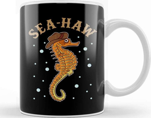 Cute & Funny Sea Haw Hilarious Seahorse Pun Seahaw Kupa Bardak Porselen