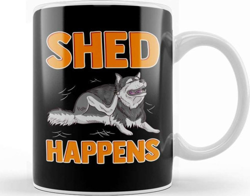 Cute & Funny Shed Happens Siberian Husky Puppy Pun Kupa Bardak Porselen