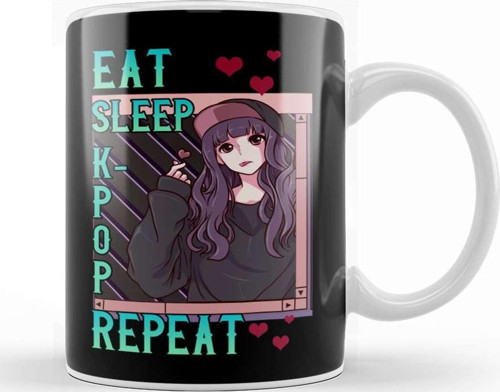Cute Eat Sleep K Pop Repeat Korean Music Kpop Girl Kupa Bardak Porselen