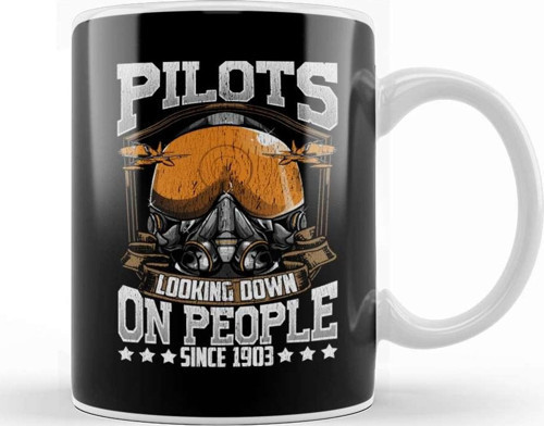 Funny Pilots Looking Down On People Since 1903 Pun Kupa Bardak Porselen