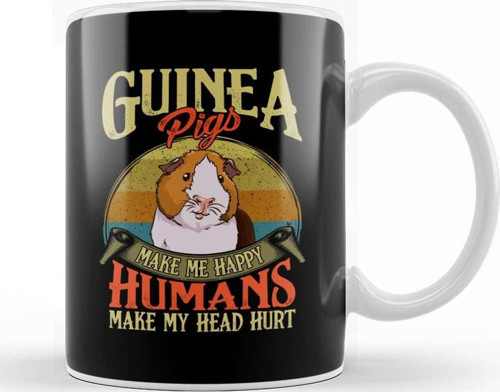 Guinea Pigs Make Me Happy Humans Make My Head Hurt Kupa Bardak Porselen