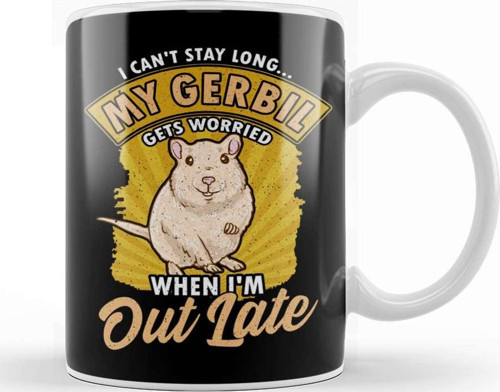 I Can'T Stay Long My Gerbil Gets Worried When Late Kupa Bardak Porselen
