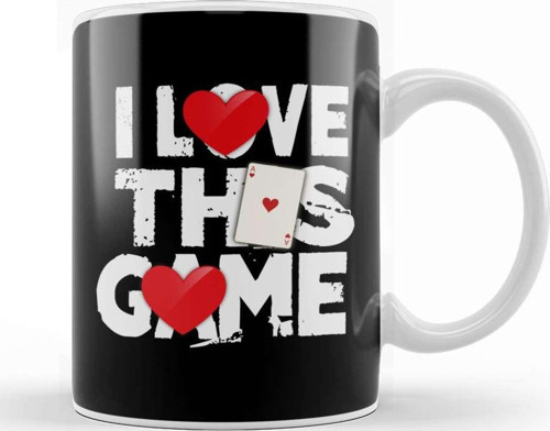 I Love This Game Poker Hearts Gambling Card Player Kupa Bardak Porselen