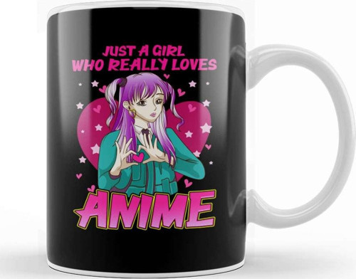 Just A Girl Who Really Loves Anime Japanese Kawaii Kupa Bardak Porselen