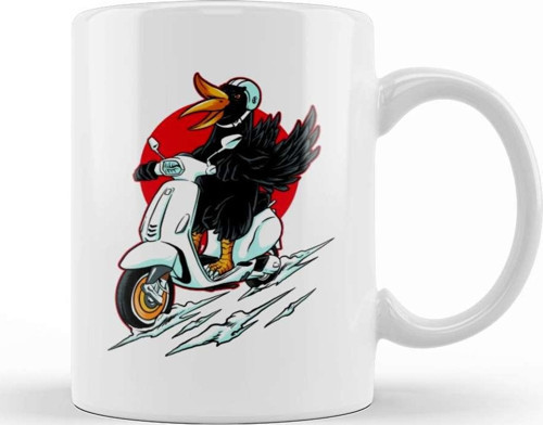 Bird Rider Vespa Lover Kupa Bardak Porselen