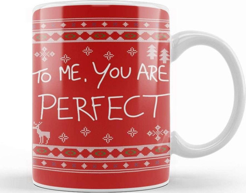 Love Actually To Me You Are Perfect Christmas Knit Kupa Bardak Porselen