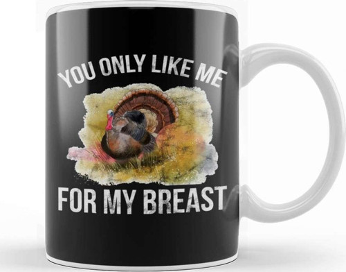 Funny Thanksgiving You Only Like Me For My Breast Kupa Bardak Porselen
