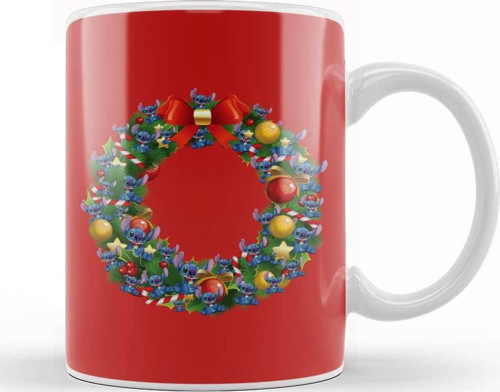 Stitch Lilo And Stitch Multiface Christmas Wreath Kupa Bardak Porselen
