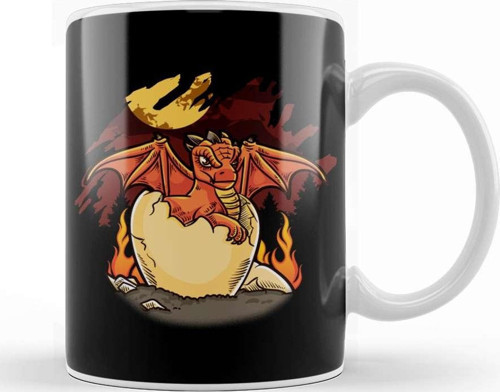 Adorable Baby Dragon Hatching Out Of A Dragon Egg Kupa Bardak Porselen