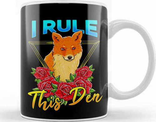 Adorable I Rule This Den Cute Fox Awesome Fox Den Kupa Bardak Porselen