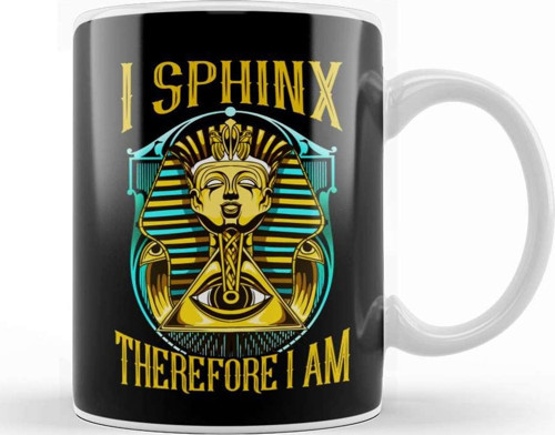 Cute & Funny I Sphinx Therefore I Am Pun Egyptian Kupa Bardak Porselen