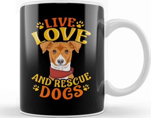 Cute & Funny Live Love Rescue Dogs Puppy Owners Kupa Bardak Porselen