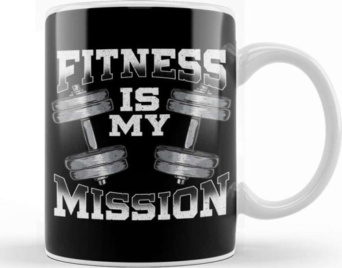 Fitness Is My Mission Motivated Weightlifting Gym Kupa Bardak Porselen