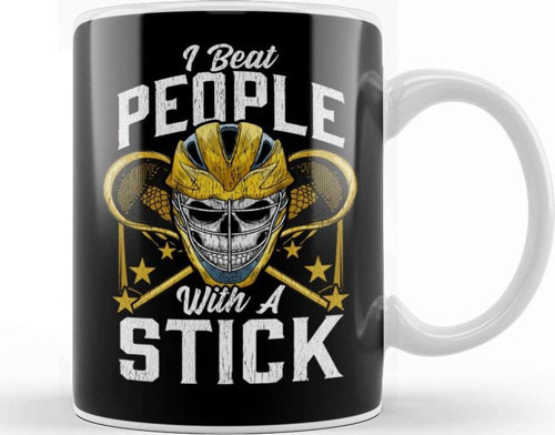 Funny I Beat People With A Stick Lacrosse Lax Pun Kupa Bardak Porselen